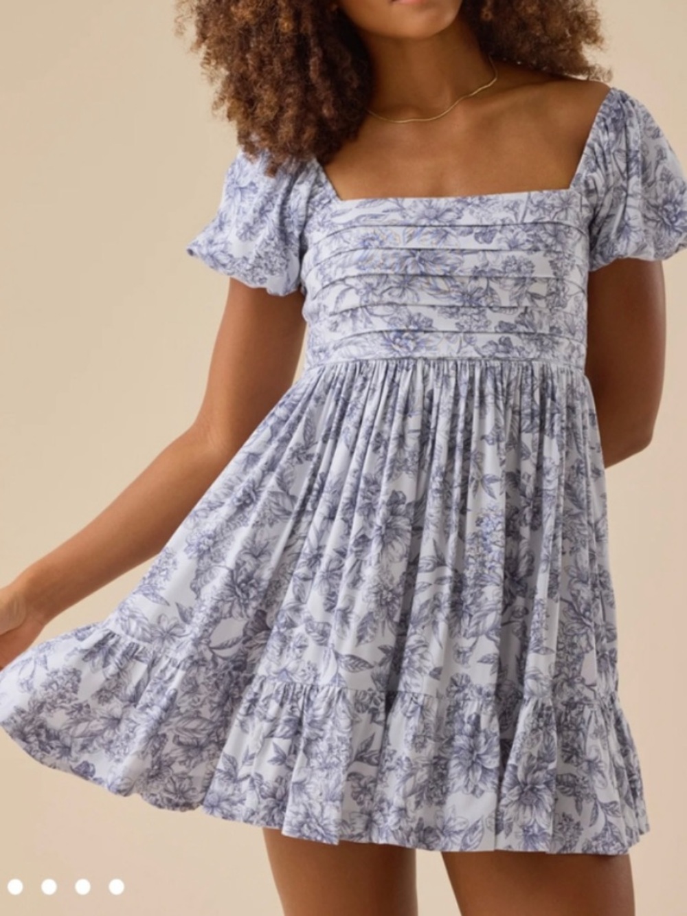Floral Square-Neck Mini Dress